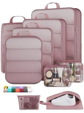 Compression Packing Cubes Travel Organizer Set Luggage Storage Bags 9Pc